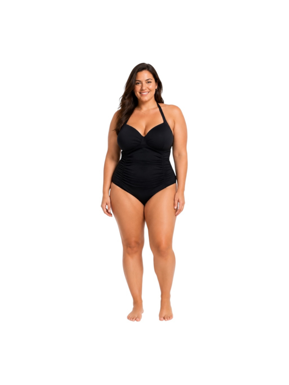 NWT Seafolly Goddess DD Halter One-Piece Swimsuit Black US 14